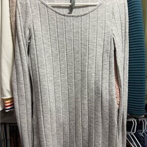 Anthropologie Gray Ribbed Tunic Top